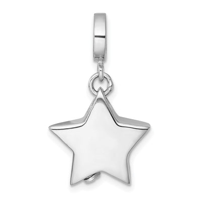 Sterling Silver Rhodium-plated Polished Star Ash Holder Bead/Pendant
