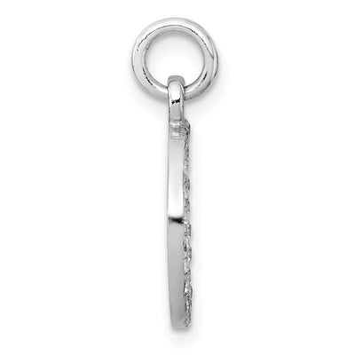 Sterling Silver Rhodium-plated Polished CZ Engraveable Circle Pendant, 20.8 x 14.3mm
