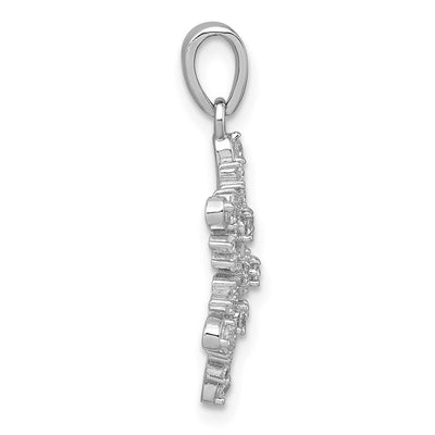 Sterling Silver Rhodium-plated Polished CZ Snowflake Pendant, 22.3 x 18.5mm