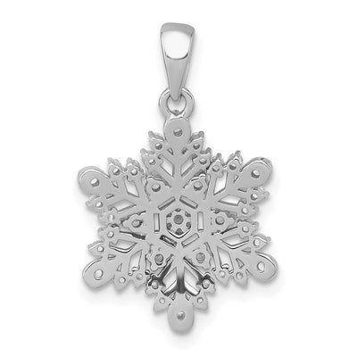 Sterling Silver Rhodium-plated Polished CZ Snowflake Pendant, 22.3 x 18.5mm