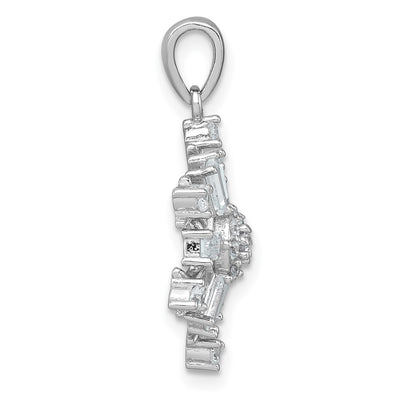 Sterling Silver Rhodium-plated Polished CZ Snowflake Pendant, 22.8 x 16.6mm