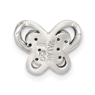 Sterling Silver Antiqued Marcasite Butterfly Chain Slide Pendant