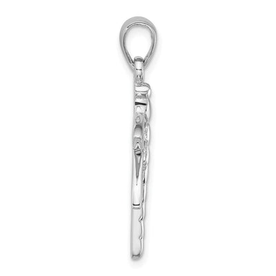Sterling Silver Rhodium-plated Polished Abalone Dragonfly Pendant, 32 x 29.3mm