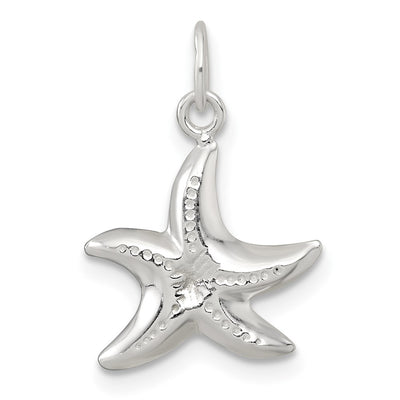 Sterling Silver Polished and Diamond-cut 3-D Starfish Charm