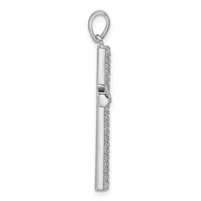 Sterling Silver Rhodium-plated Polished Pavé CZ Latin Cross Pendant, 36 x 18.2mm
