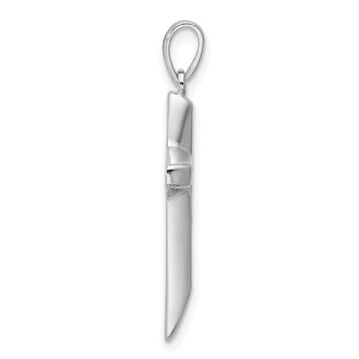 Sterling Silver Rhodium-plated CZ Polished Cross Pendant, 30.4 x 15.2mm