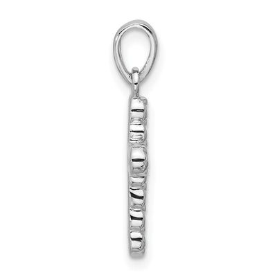 Sterling Silver Rhodium-plated CZ Polished Cross Pendant, 22.7 x 10.7mm
