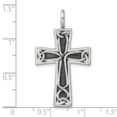 Sterling Silver Antiqued Polished Celtic Knot Cross Pendant