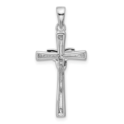 Sterling Silver Rhodium-plated CZ Polished Celtic Trinity Cross Pendant
