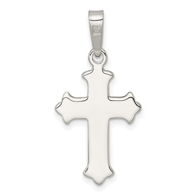 Sterling Silver Polished and Textured Fleur de Lis Cross Pendant