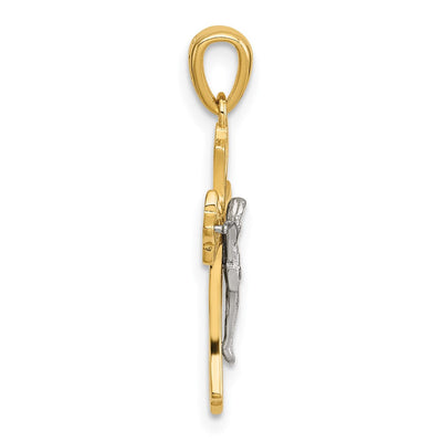 Sterling Silver Gold-tone and Rhodium-plated Polished Crucifix Cross Pendant, 27.6 x 13.7mm