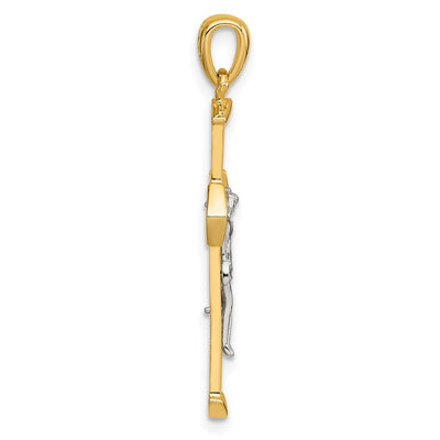 Sterling Silver Gold-tone and Rhodium-plated Polished Crucifix Cross Pendant, 35.3 x 18.8mm