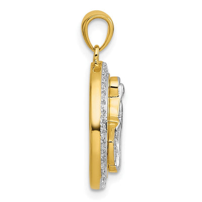 Sterling Silver Gold-tone and Rhodium-plated Polished Miraculous Medal Pendant, 23.6 x 13.8mm