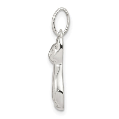 Sterling Silver Cat Charm, 18 x 11mm
