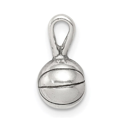 Sterling Silver Antiqued Basketball Charm, 14 x 7mm
