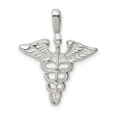 Sterling Silver Caduceus Charm, 25 x 19mm