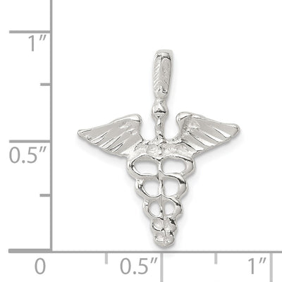 Sterling Silver Caduceus Charm, 25 x 19mm