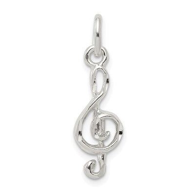 Sterling Silver Treble Clef Charm, 22 x 8.5mm