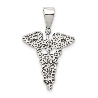 Sterling Silver Caduceus Charm, 26 x 17mm