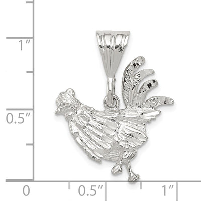 Sterling Silver Rooster Charm, 25 x 22mm