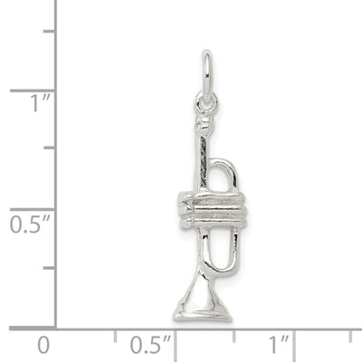 Sterling Silver Trumpet Charm, 25 x 8mm