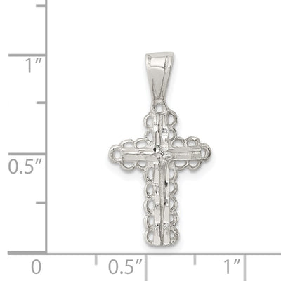 Sterling Silver Budded Cross Pendant, 27 x 14mm