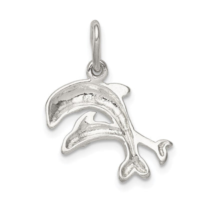 Sterling Silver Dolphins Charm, 22 x 18mm