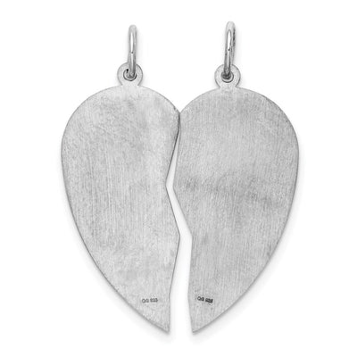 Sterling Silver Rhodium-plated Breakapart Mizpah Charm, 29 x 13mm