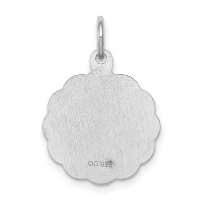 Sterling Silver Rhodium-plated Confirmation Disc Charm, 17 x 16mm
