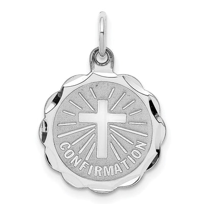 Sterling Silver Rhodium-plated Confirmation Disc Charm, 17 x 16mm