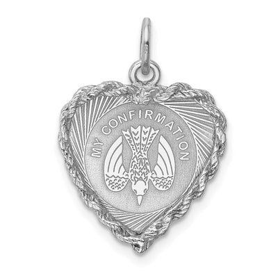 Sterling Silver Rhodium-plated My Confirmation Disc Charm, 19 x 16mm
