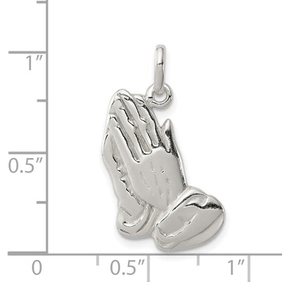 Sterling Silver Praying Hands Charm, 26 x 15mm