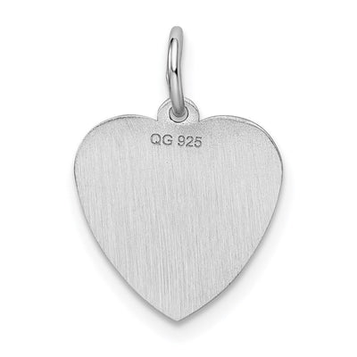 Sterling Silver Rhodium-plated Sweet Sixteen Heart Disc Charm, 19 x 14mm