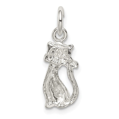 Sterling Silver Cat Charm, 17 x 8mm