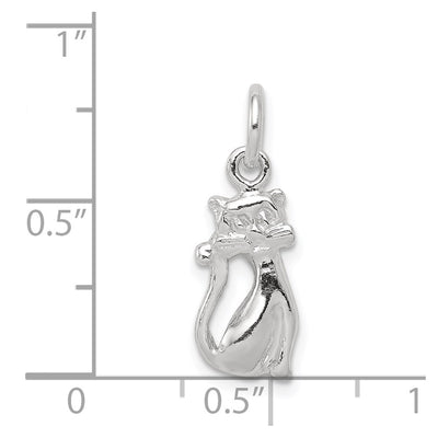 Sterling Silver Cat Charm, 17 x 8mm