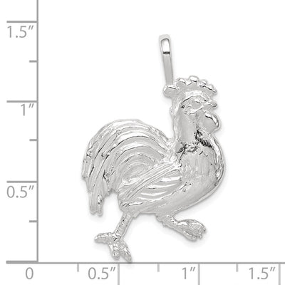 Sterling Silver Rooster Charm, 37 x 23mm