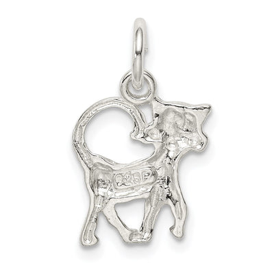Sterling Silver Cat Charm, 15 x 13mm