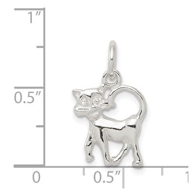 Sterling Silver Cat Charm, 15 x 13mm