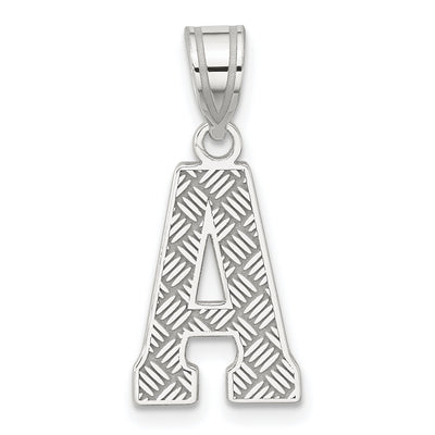Sterling Silver Rhodium-plated Letter Initial Pendant, 25 x 10mm