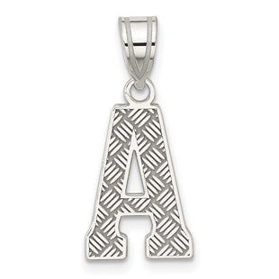 Sterling Silver Rhodium-plated Letter A Initial Pendant (Style QC2762A)