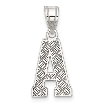 Sterling Silver Rhodium-plated Letter Initial Pendant, 25 x 10mm