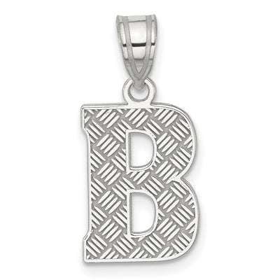 Sterling Silver Rhodium-plated Letter Initial Pendant, 25 x 10mm