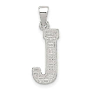 Sterling Silver Rhodium-plated Letter J Initial Pendant (Style QC2762J)