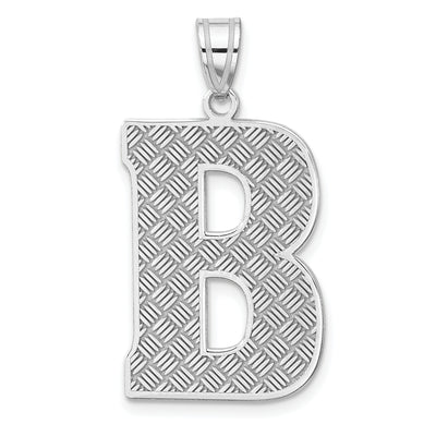 Sterling Silver Rhodium-plated Letter Initial Pendant, 35 x 17mm