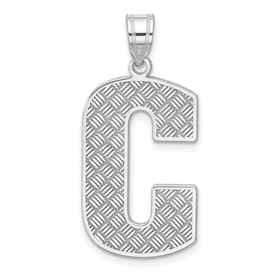 Sterling Silver Rhodium-plated Letter Initial Pendant, 35 x 17mm