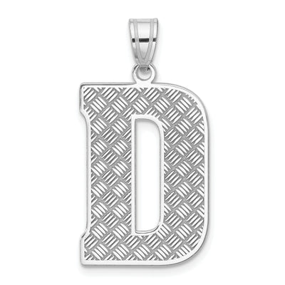 Sterling Silver Rhodium-plated Letter Initial Pendant, 35 x 17mm