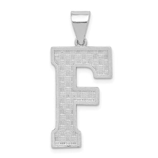 Sterling Silver Rhodium-plated Letter F Initial Pendant (Style QC2766F)