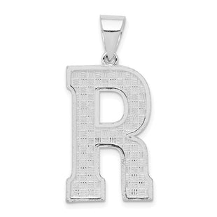 Sterling Silver Rhodium-plated Letter R Initial Pendant (Style QC2766R)