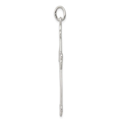 Sterling Silver Budded Cross Pendant, 53 x 32mm