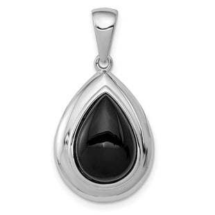 Sterling Silver Rhodium-plated Onyx Pendant (Style QC2951)